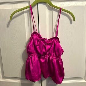 Women’s Magenta Satin Cropped Tank Top